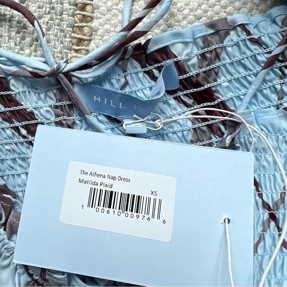 Hill House The Athena Matilda Plaid Short Puff Sleeves Mini Nap Dress Women’s XS - Picture 7 of 8